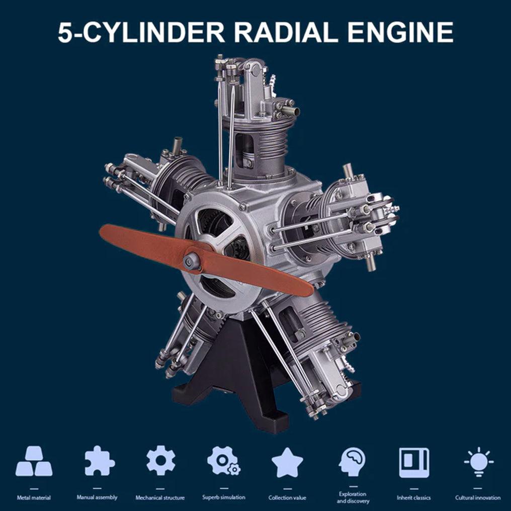 DIY 1/6 Full Metal 5 Cylinder Radial Engine Model Kit - DIY Engine Model by Extoril