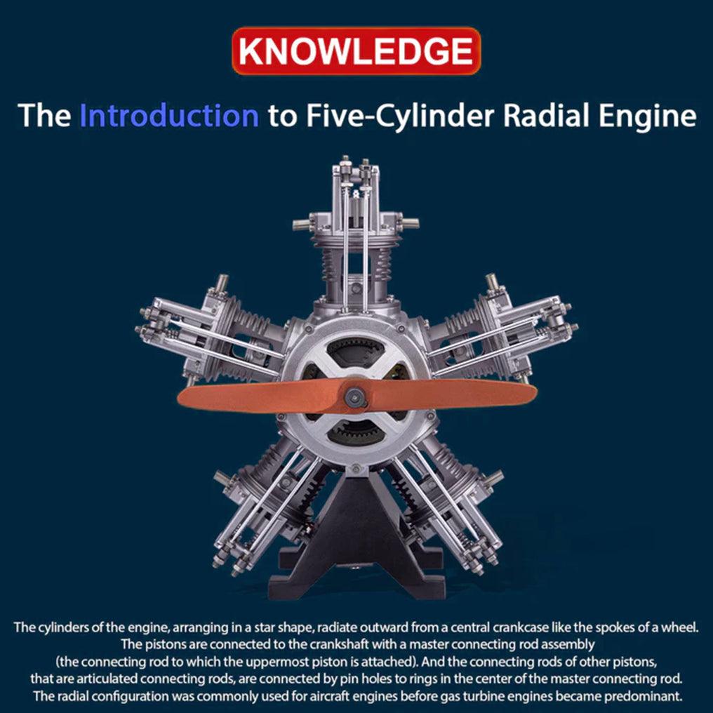 DIY 1/6 Full Metal 5 Cylinder Radial Engine Model Kit - DIY Engine Model by Extoril