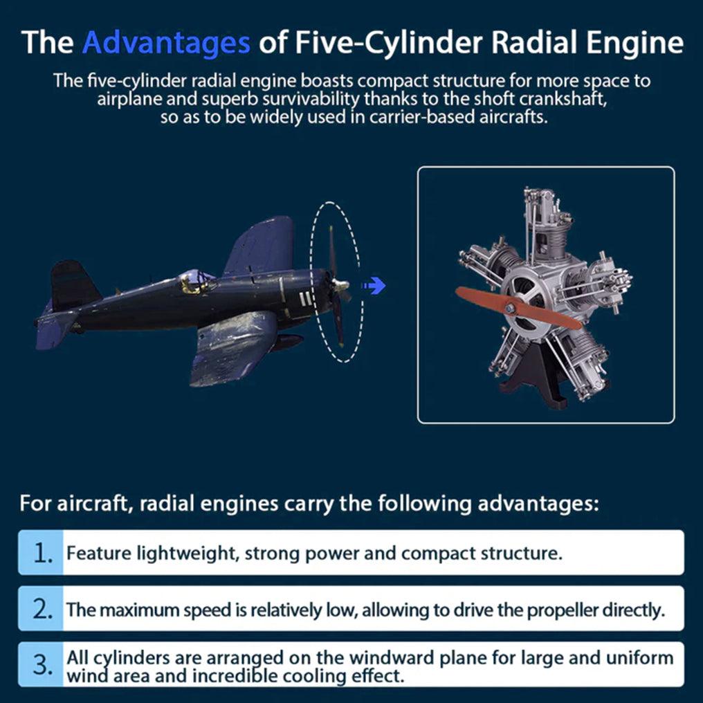 DIY 1/6 Full Metal 5 Cylinder Radial Engine Model Kit - DIY Engine Model by Extoril