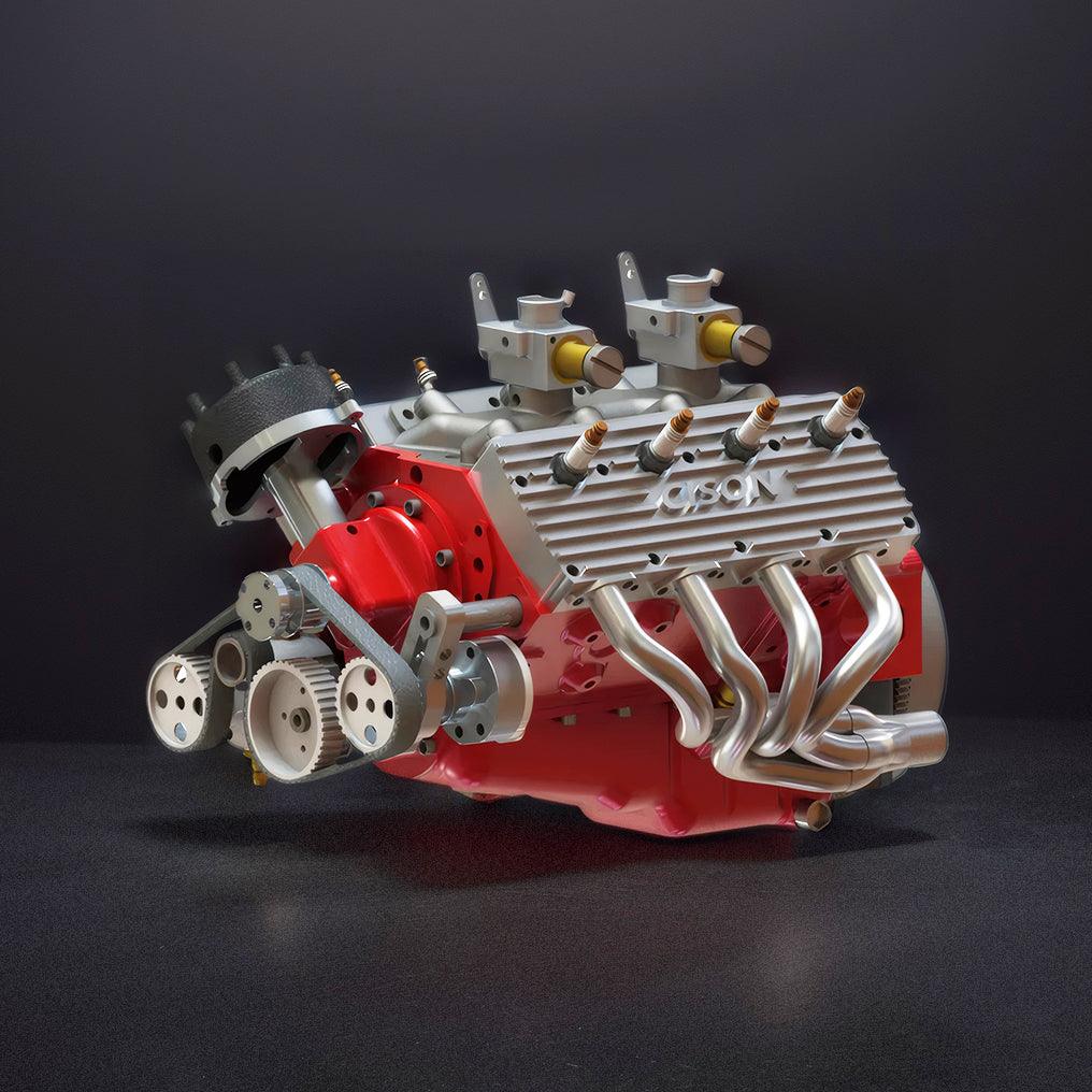 DIY 1/6 Gasoline Flathead 4-Stroke V8 Water-Cooled Engine 44CC Model Kit That Works - DIY Engine Model by Extoril