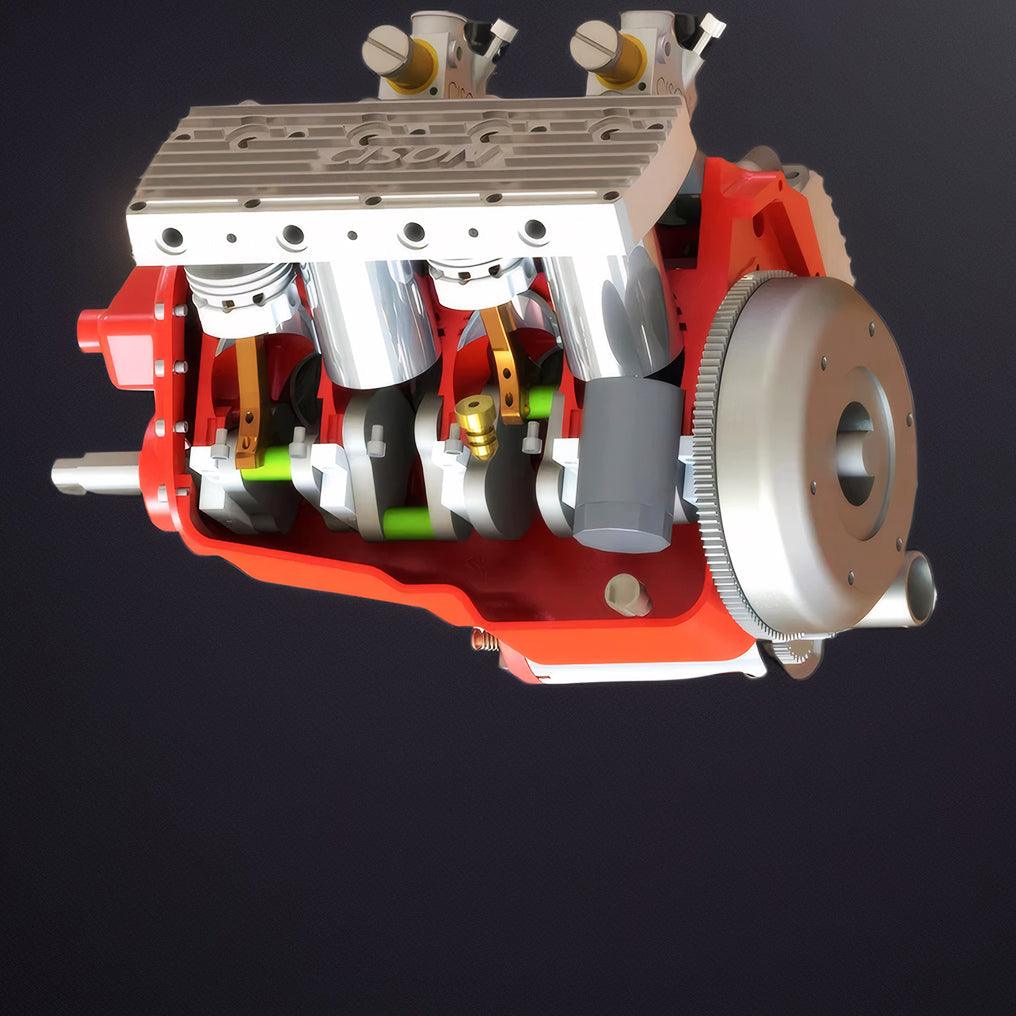 DIY 1/6 Gasoline Flathead 4-Stroke V8 Water-Cooled Engine 44CC Model Kit That Works - DIY Engine Model by Extoril
