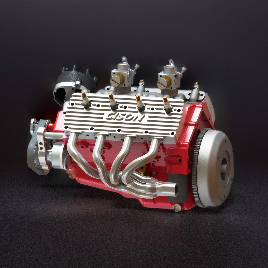 DIY 1/6 Gasoline Flathead 4-Stroke V8 Water-Cooled Engine 44CC Model Kit That Works - DIY Engine Model by Extoril
