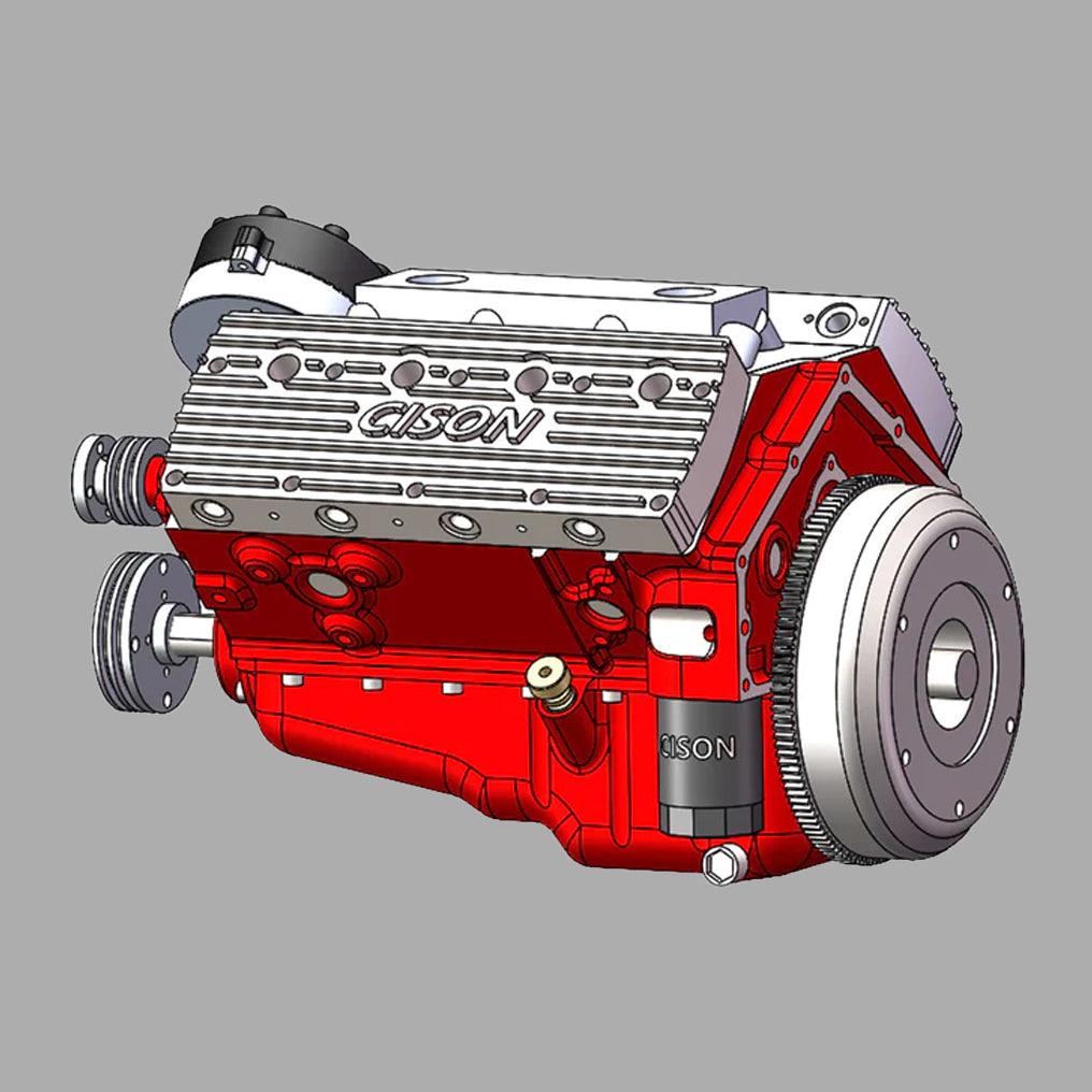 DIY 1/6 Gasoline Flathead 4-Stroke V8 Water-Cooled Engine 44CC Model Kit That Works - DIY Engine Model by Extoril