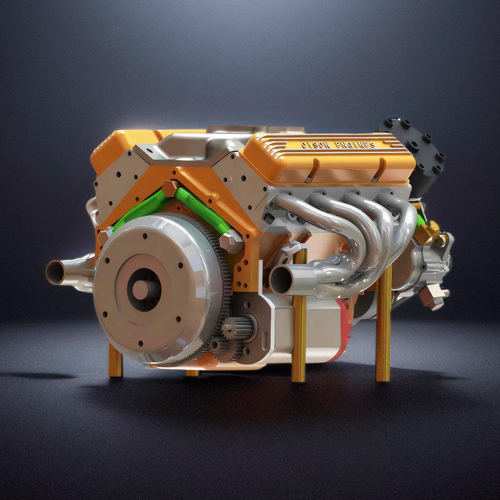 DIY 1/6 Gasoline Internal Combustion V8 Water-Cooled Engine 44CC Model Kit - DIY Engine Model by Extoril