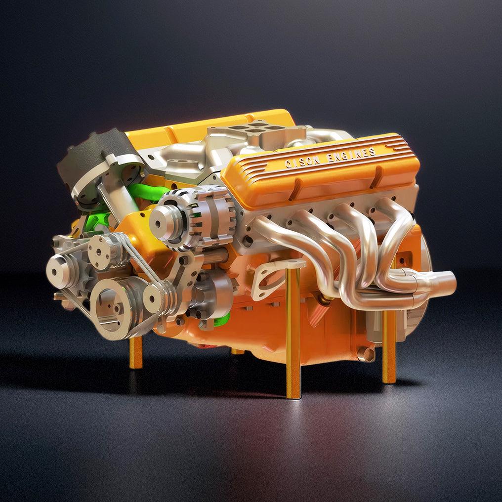 DIY 1/6 Gasoline Internal Combustion V8 Water-Cooled Engine 44CC Model Kit - DIY Engine Model by Extoril