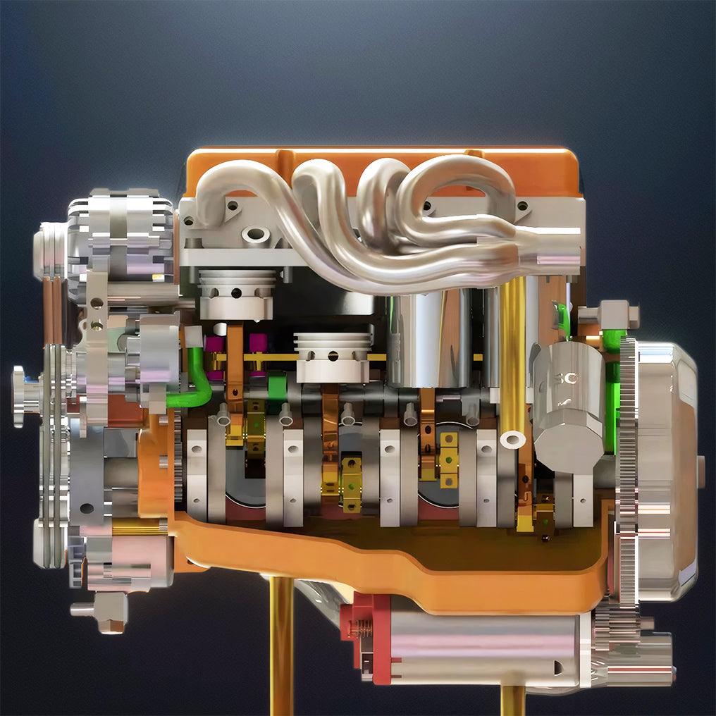 DIY 1/6 Gasoline Internal Combustion V8 Water-Cooled Engine 44CC Model Kit - DIY Engine Model by Extoril