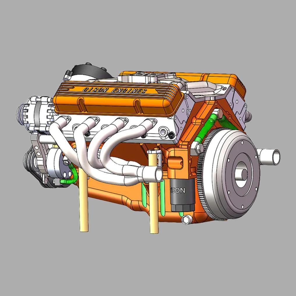 DIY 1/6 Gasoline Internal Combustion V8 Water-Cooled Engine 44CC Model Kit - DIY Engine Model by Extoril