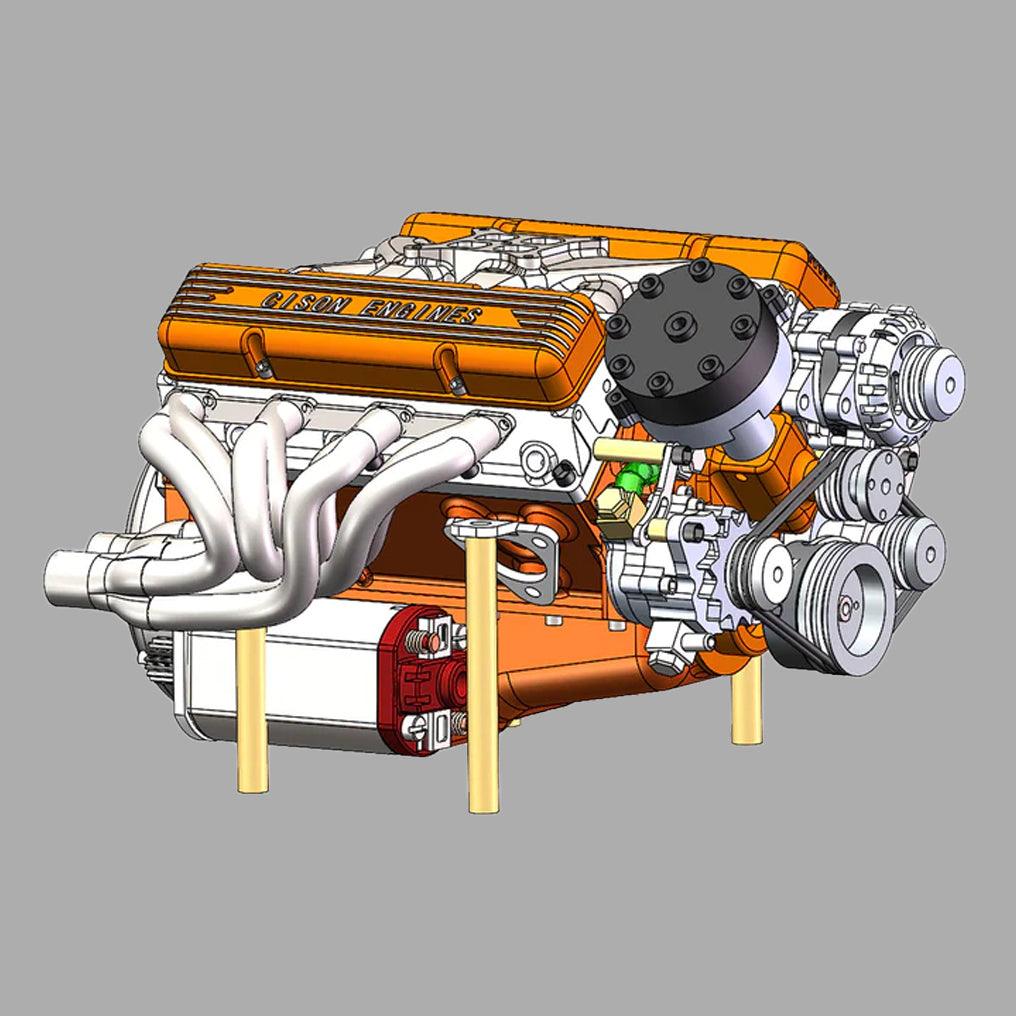 DIY 1/6 Gasoline Internal Combustion V8 Water-Cooled Engine 44CC Model Kit - DIY Engine Model by Extoril