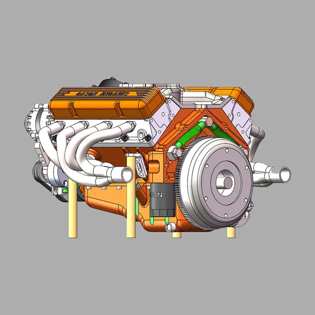 DIY 1/6 Gasoline Internal Combustion V8 Water-Cooled Engine 44CC Model Kit - DIY Engine Model by Extoril