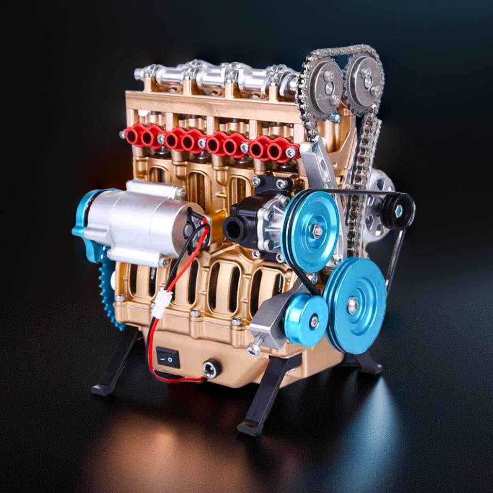 DIY Full Metal 4 Cylinder Car Engine Assembly Kit - DIY Engine Model by Extoril