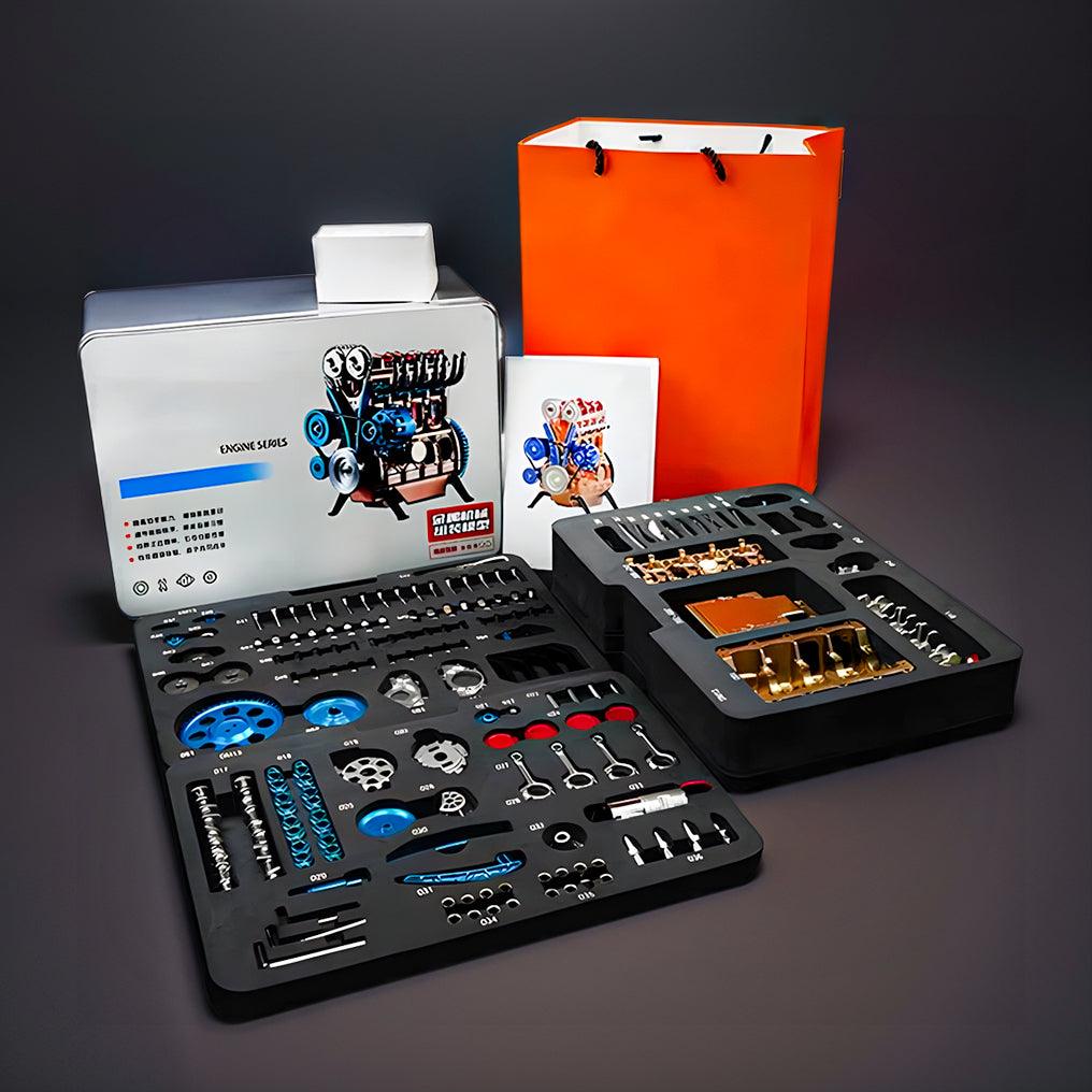 DIY Full Metal 4 Cylinder Car Engine Assembly Kit - DIY Engine Model by Extoril