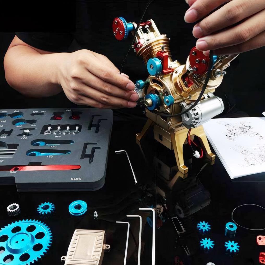 DIY Full Metal V2 Car Engine Assembly Kit that Work - DIY Engine Model by Extoril