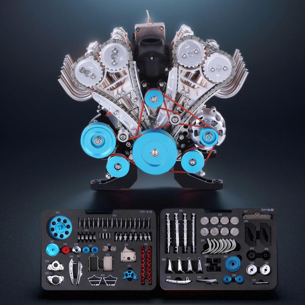 DIY Full Metal V8 Engine Model Kit RC 1: 3 Mini V8 Motor That Run 500+Pcs - DIY Engine Model by Extoril