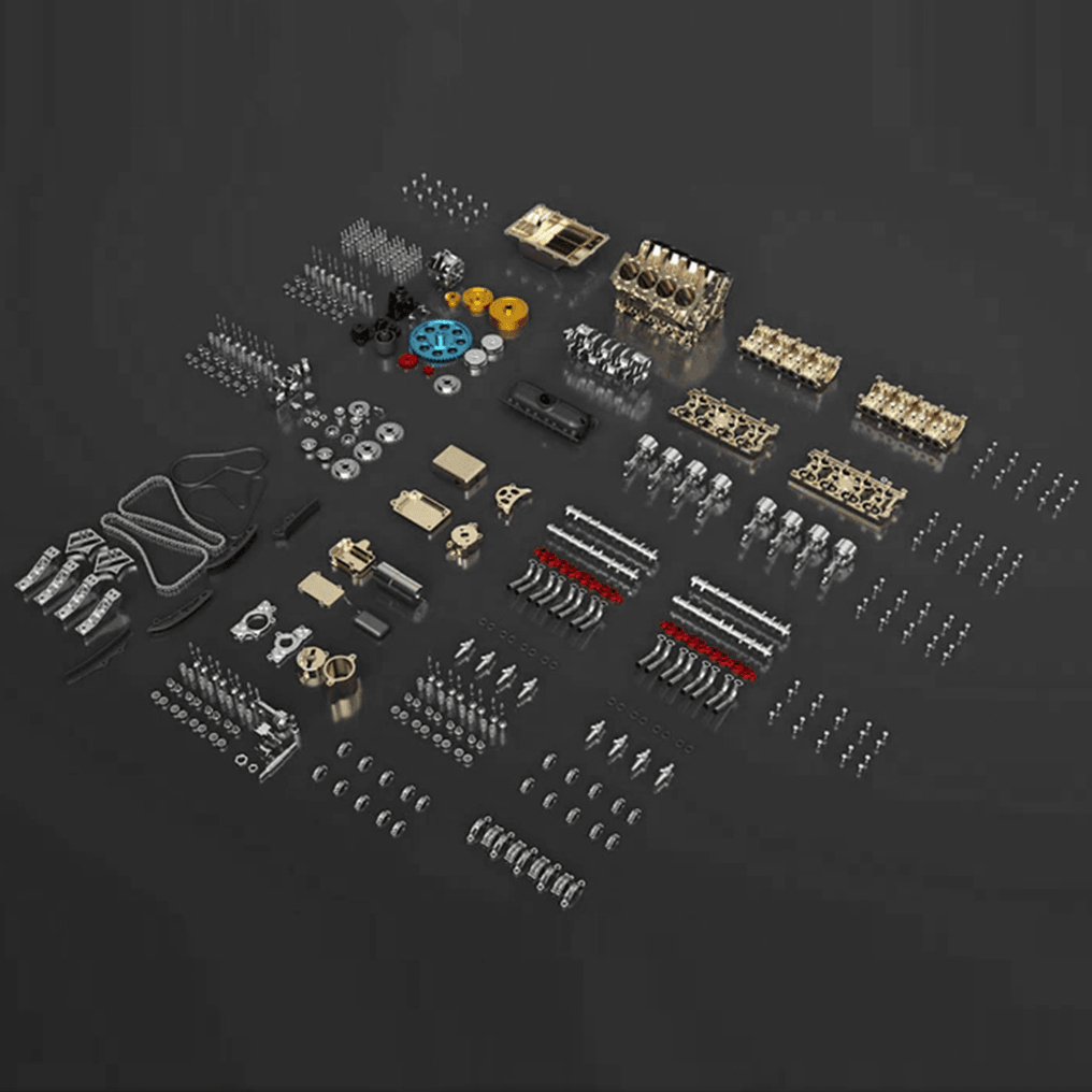 DIY Full Metal V8 Engine Model Kit RC 1: 3 Mini V8 Motor That Run 500+Pcs - DIY Engine Model by Extoril