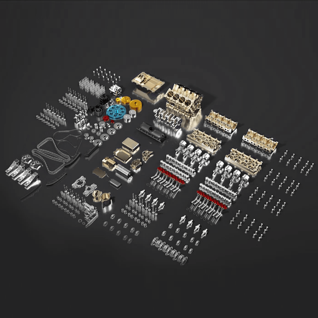 DIY Full Metal V8 Engine Model Kit RC 1: 3 Mini V8 Motor That Run 500+Pcs - DIY Engine Model by Extoril