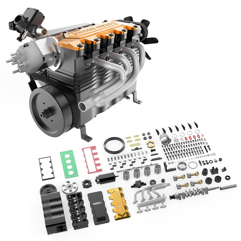 DIY OHC L4 Engine 14CC Gasoline Water-cooled Engine Model Kit FS-L400BGC - DIY Engine Model by Extoril