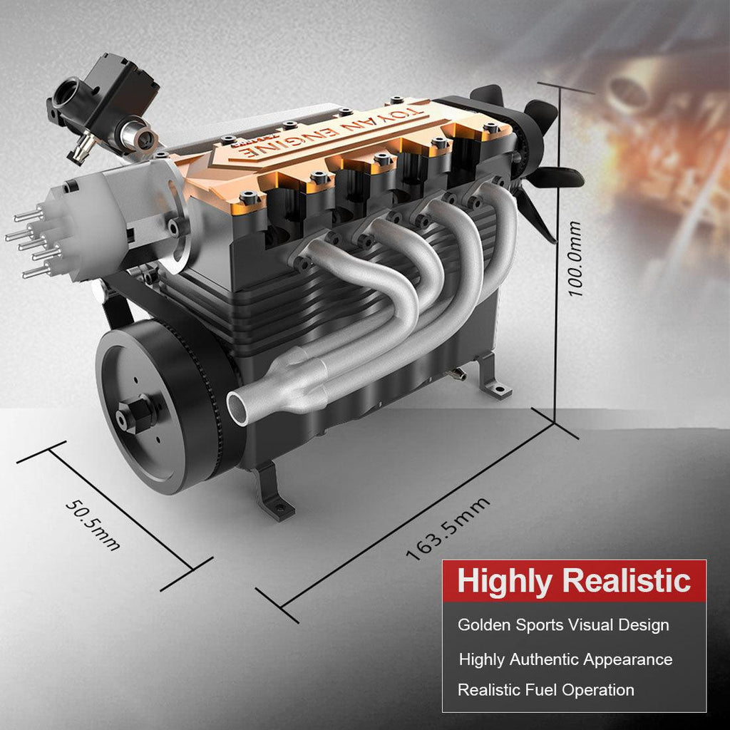 DIY OHC L4 Engine 14CC Gasoline Water-cooled Engine Model Kit FS-L400BGC - DIY Engine Model by Extoril