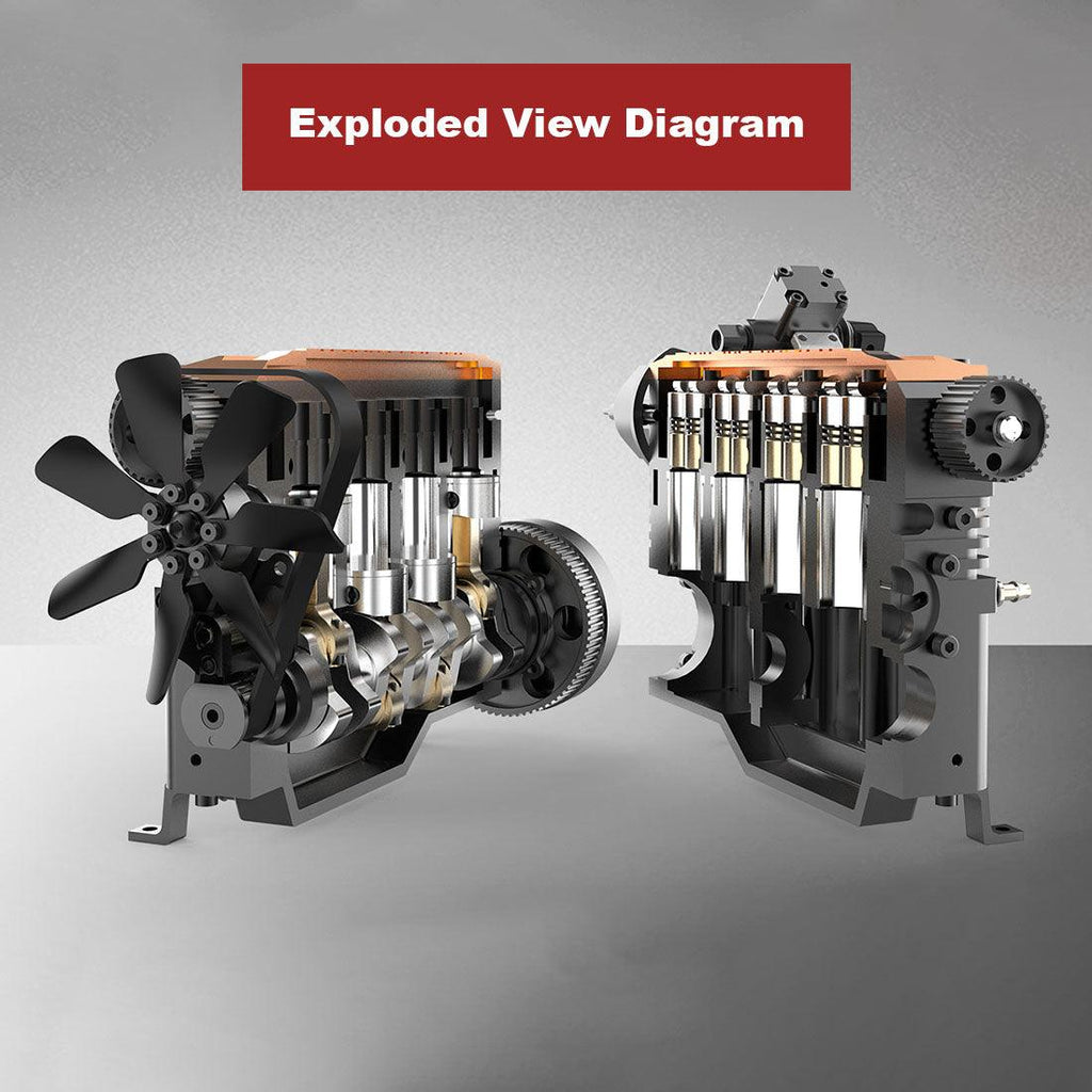 DIY OHC L4 Engine 14CC Gasoline Water-cooled Engine Model Kit FS-L400BGC - DIY Engine Model by Extoril
