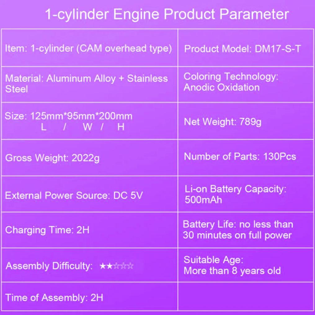DIY Single-cylinder Car Engine Assembly Kit Build Kit Gift Toy for Collection - DIY Engine Model by Extoril
