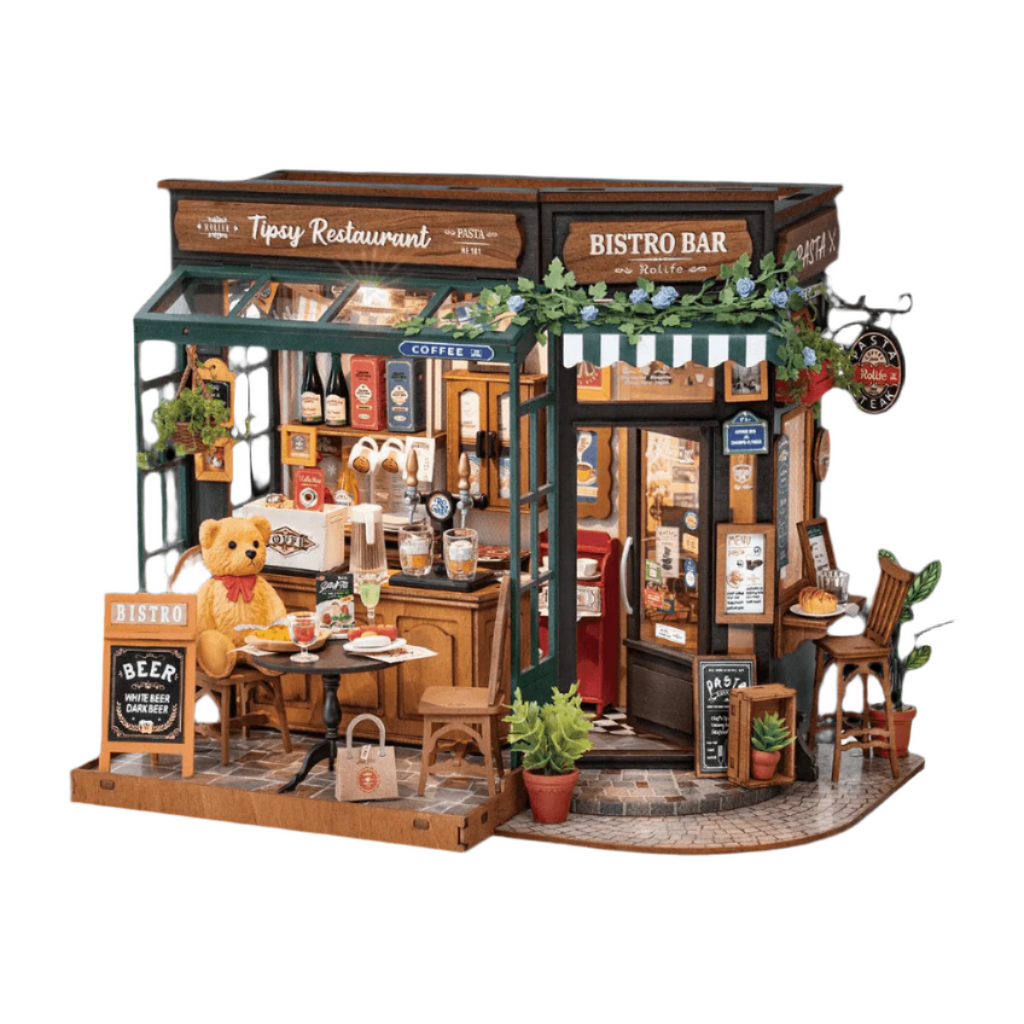DIY Miniature French Bistro Kit - Tipsy Restaurant - DIY Miniature by Extoril