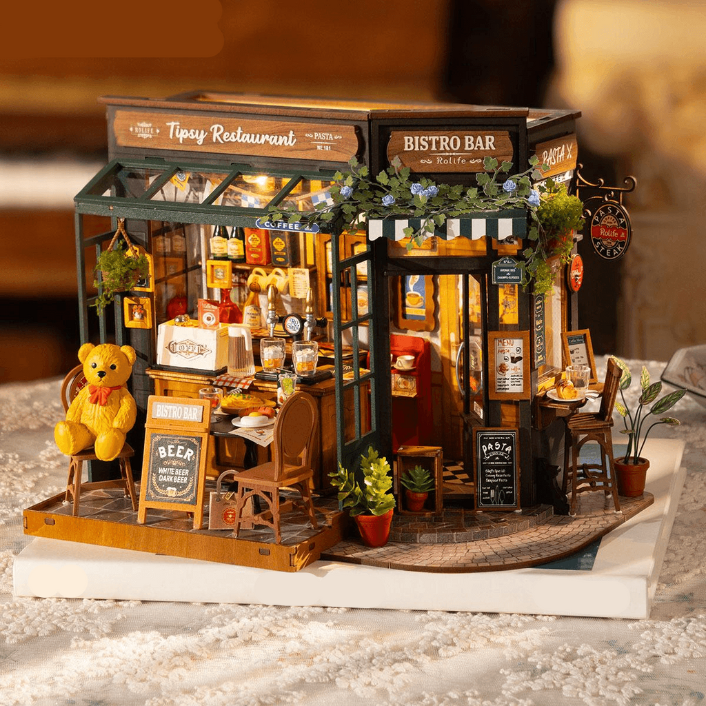 DIY Miniature French Bistro Kit - Tipsy Restaurant - DIY Miniature by Extoril