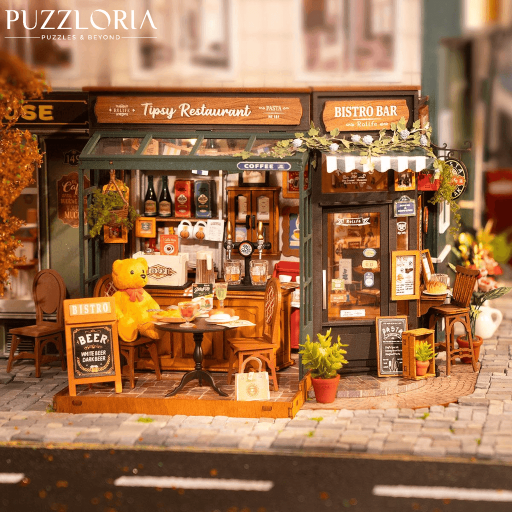 DIY Miniature French Bistro Kit - Tipsy Restaurant - DIY Miniature by Extoril