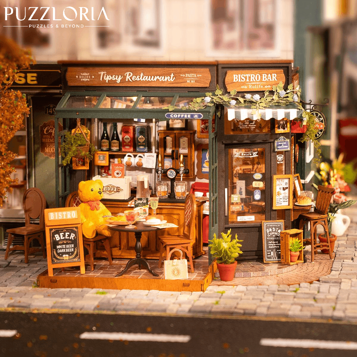 DIY Miniature French Bistro Kit - Tipsy Restaurant - DIY Miniature by Extoril