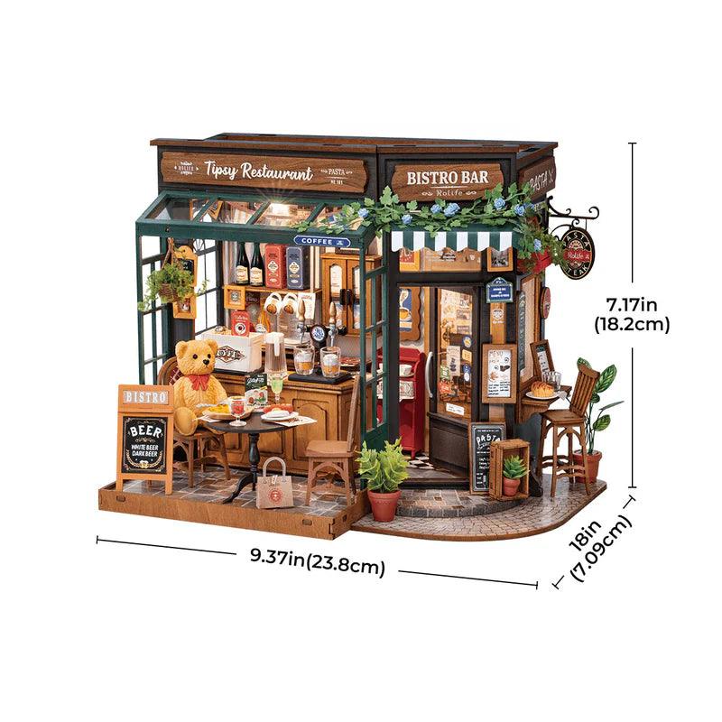 DIY Miniature French Bistro Kit - Tipsy Restaurant - DIY Miniature by Extoril
