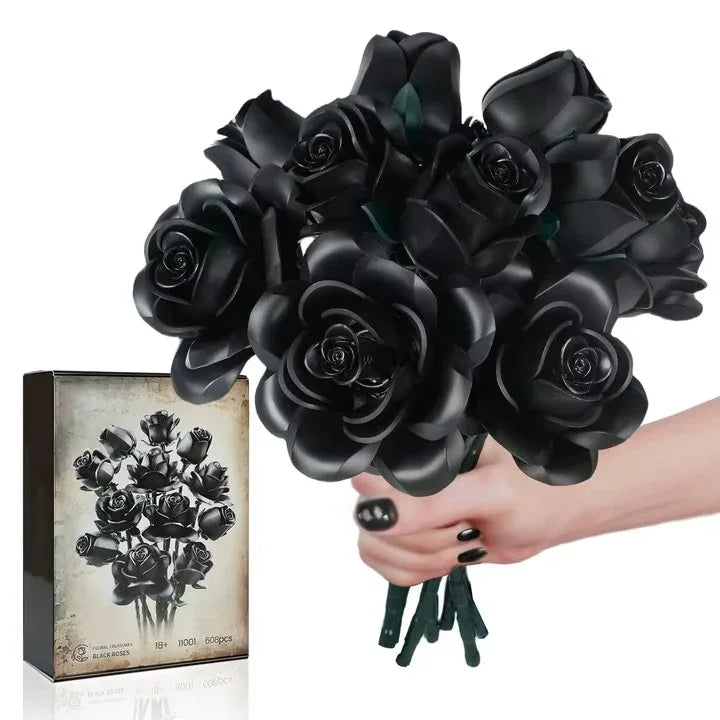 Eternal Black Rose Bouquet Building Blocks - DIY Flower by Extoril
