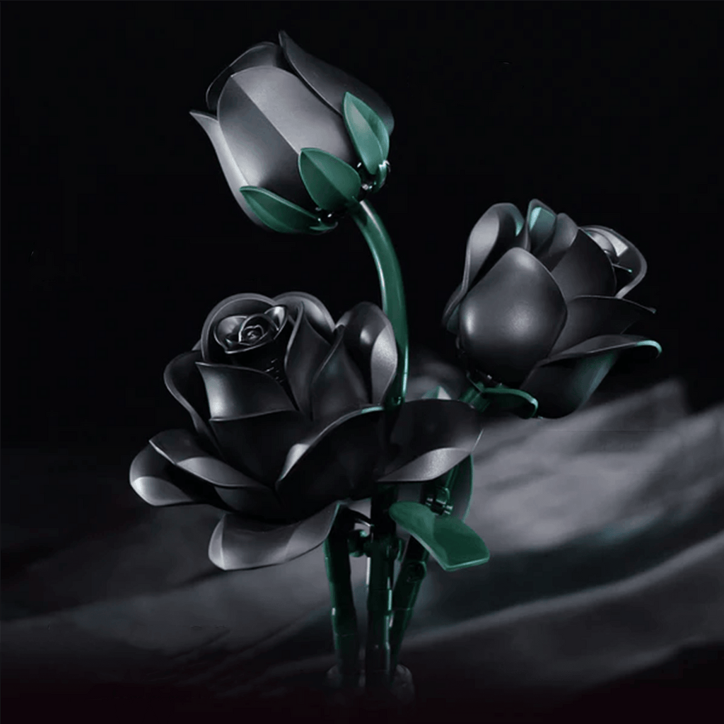 Eternal Black Rose Bouquet Building Blocks - DIY Flower by Extoril