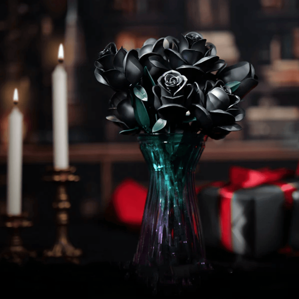 Eternal Black Rose Bouquet Building Blocks - DIY Flower by Extoril