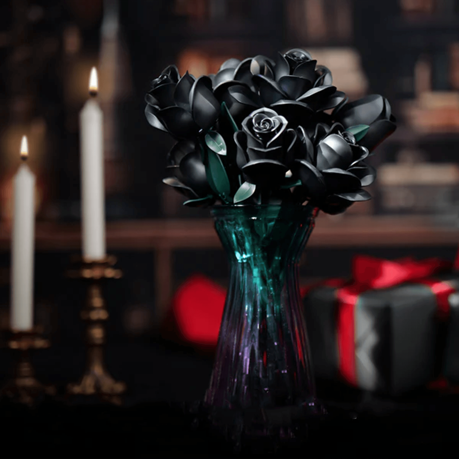 Eternal Black Rose Bouquet Building Blocks - DIY Flower by Extoril