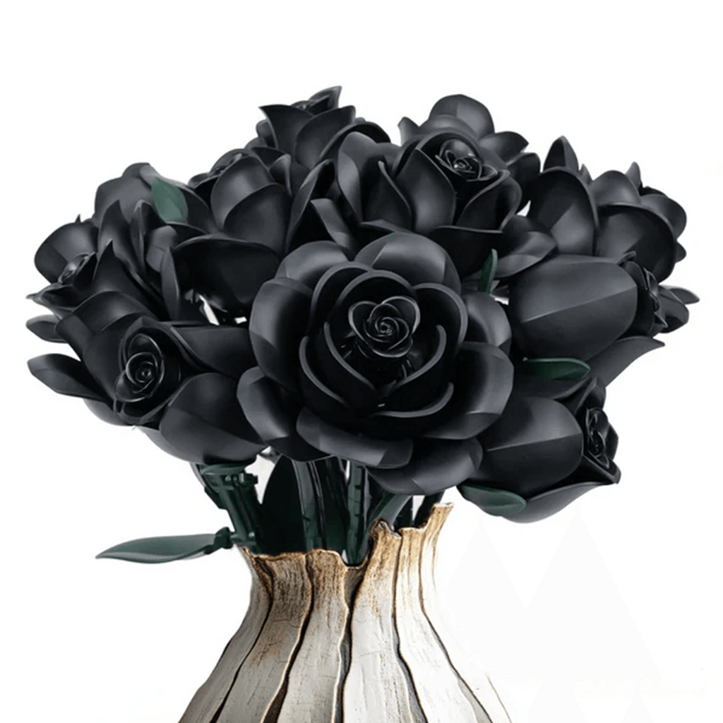 Eternal Black Rose Bouquet Building Blocks - DIY Flower by Extoril