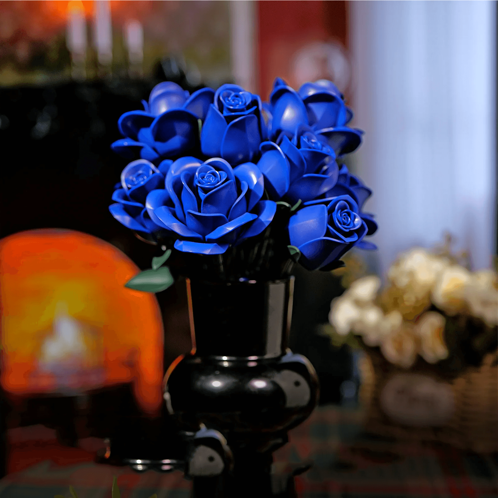 Eternal Blue Rose Bouquet Building Blocks Set - DIY Flower by Extoril