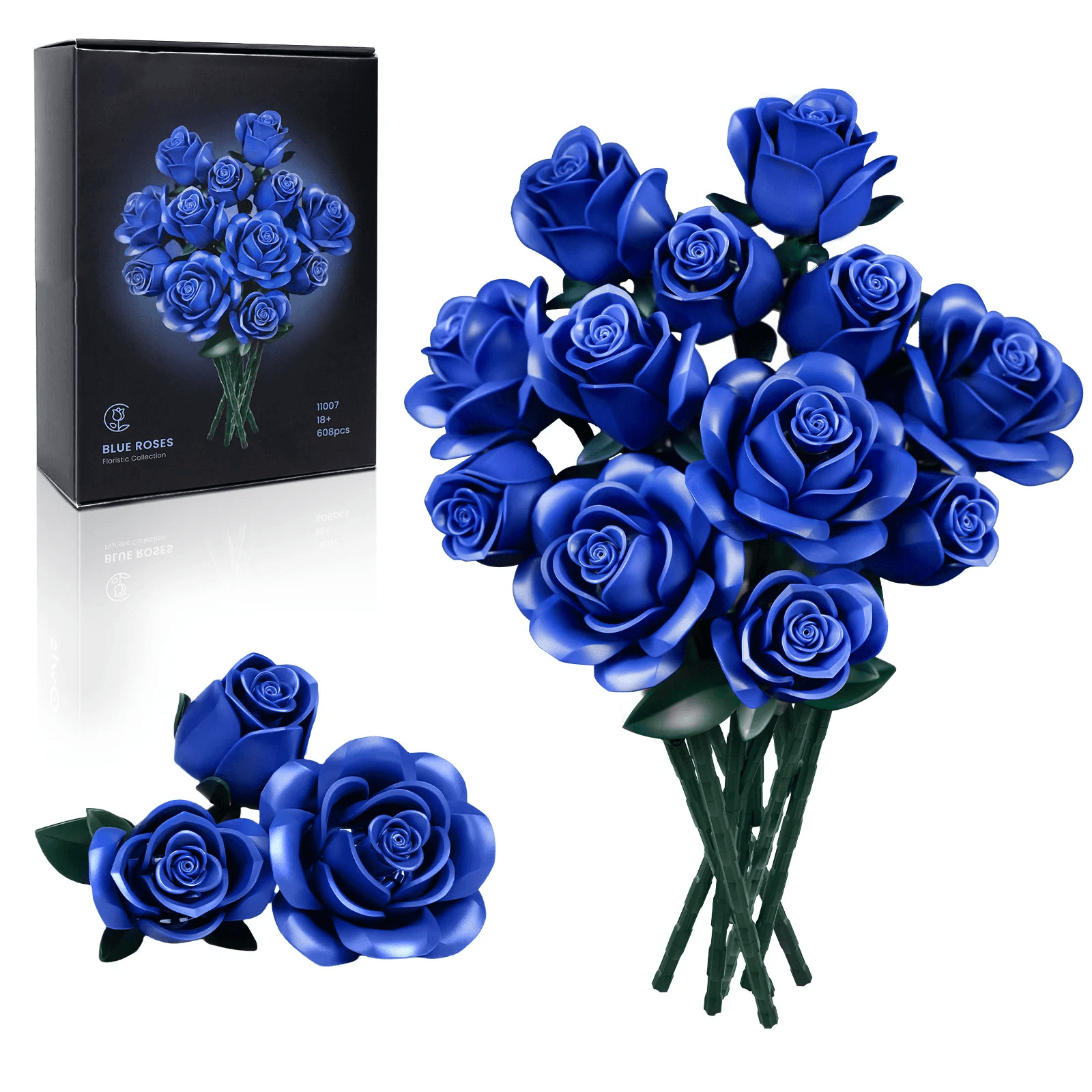 Eternal Blue Rose Bouquet Building Blocks Set - DIY Flower by Extoril