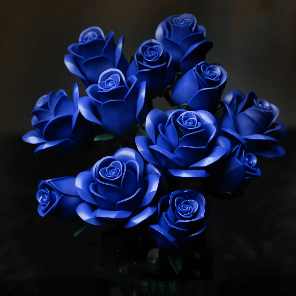 Eternal Blue Rose Bouquet Building Blocks Set - DIY Flower by Extoril
