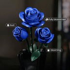 Eternal Blue Rose Bouquet Building Blocks Set - DIY Flower by Extoril