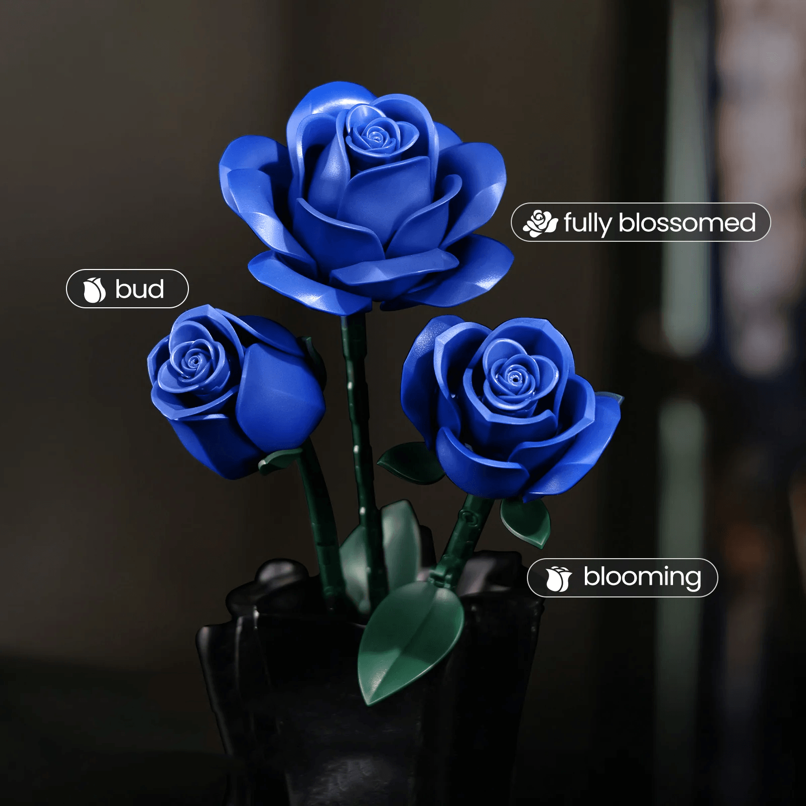 Eternal Blue Rose Bouquet Building Blocks Set - DIY Flower by Extoril