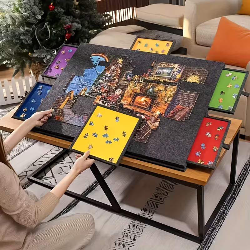 Puzzle Board with Drawers 1500 Piece - 3D Wooden Puzzle by Extoril