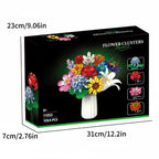 1064 Pc Flower Building Blocks Bouquet Kit Vase - DIY Flower by Extoril