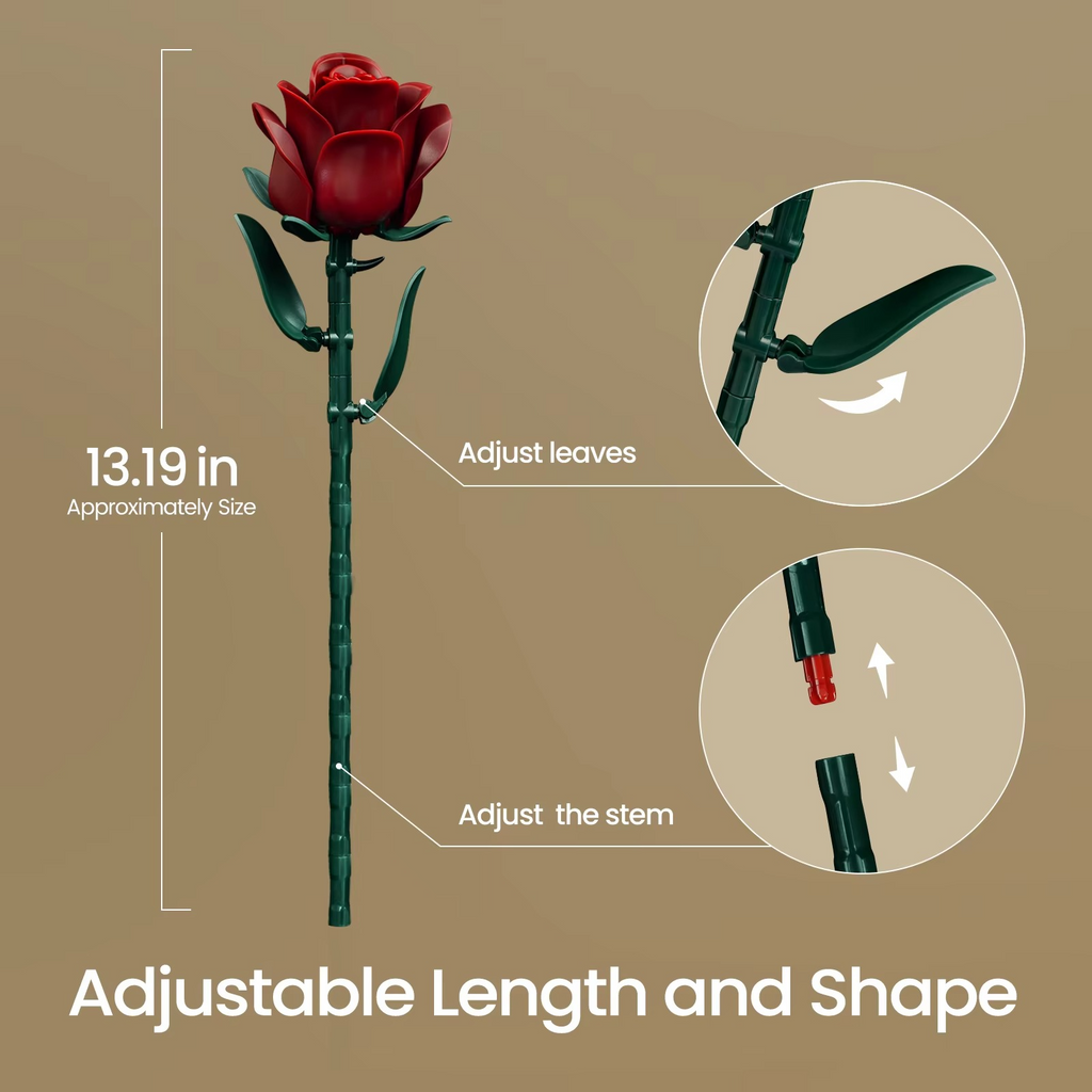 Red Roses & Poppies Building Blocks Set - DIY Flower by Extoril