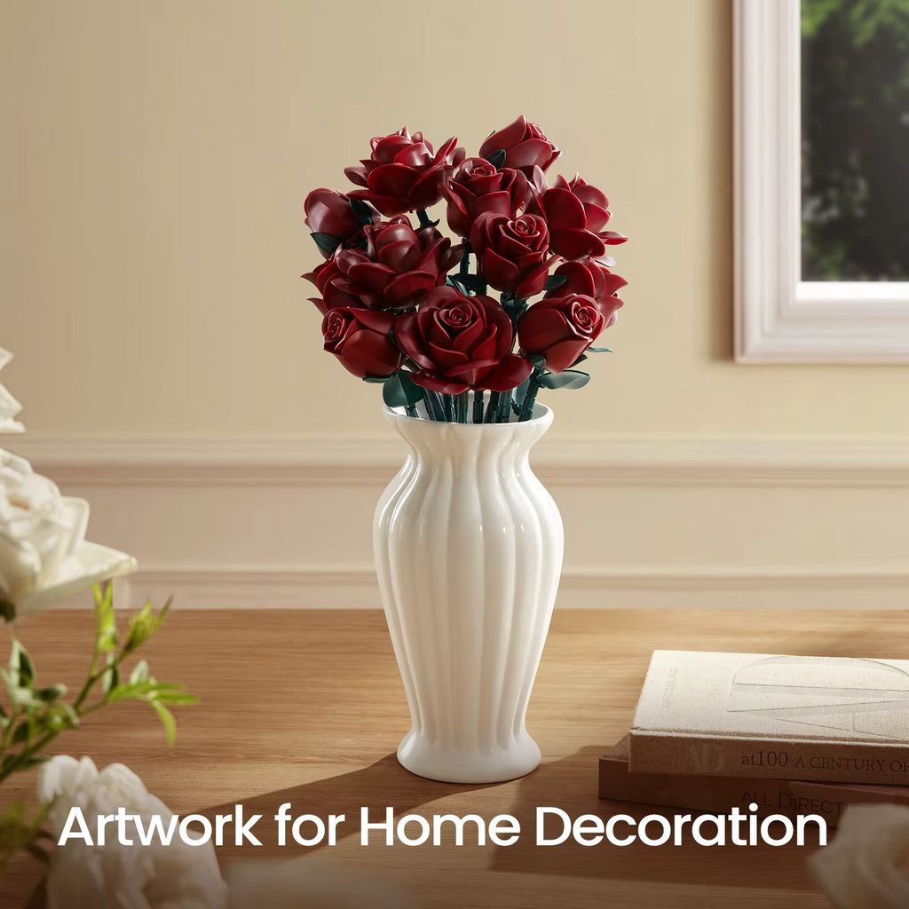 Red Roses & Poppies Building Blocks Set - DIY Flower by Extoril