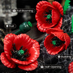 Red Roses & Poppies Building Blocks Set - DIY Flower by Extoril