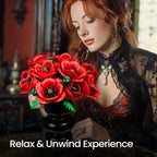 Red Roses & Poppies Building Blocks Set - DIY Flower by Extoril