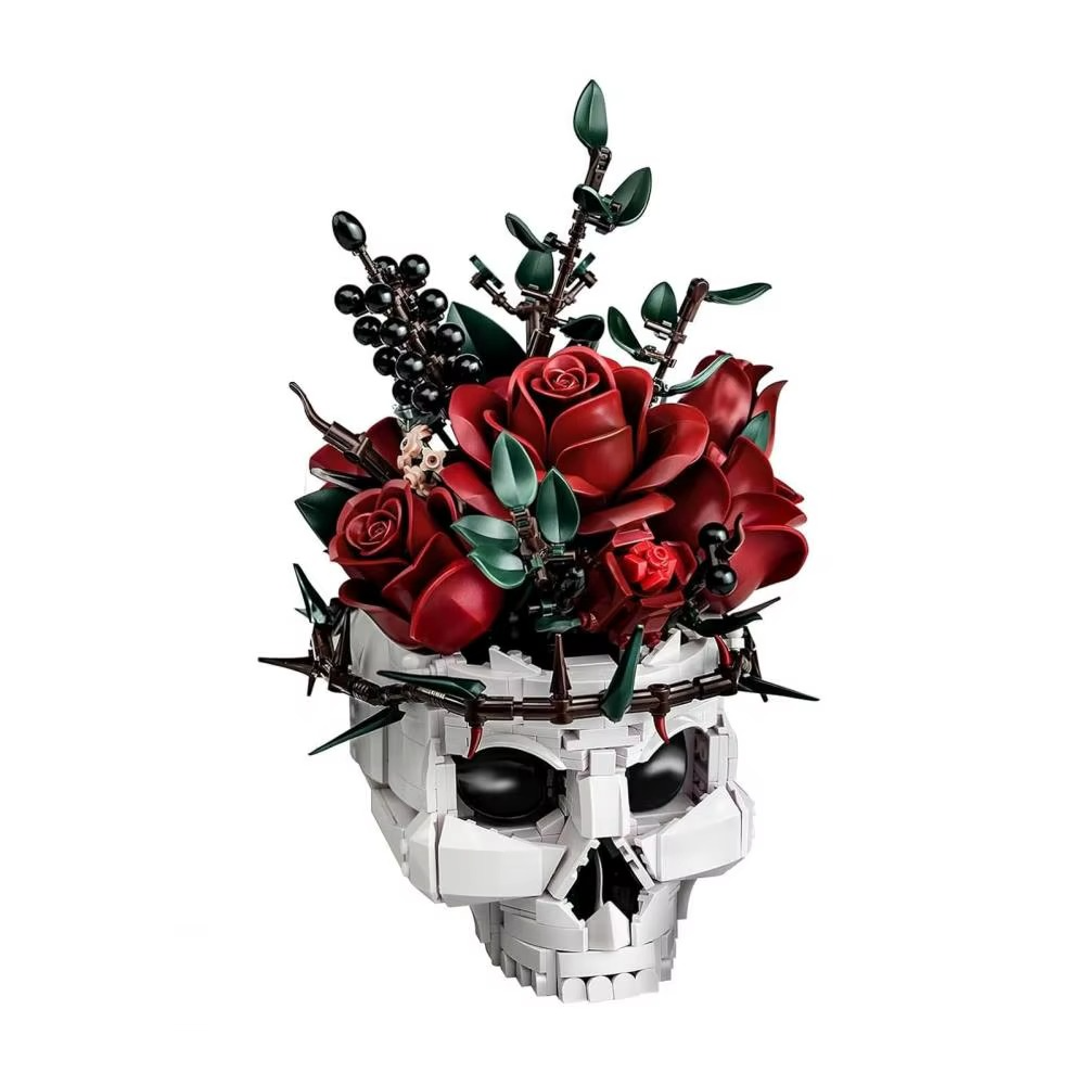 Gothic Skull Roses Bouquet Building Block Set - DIY Flower by Extoril