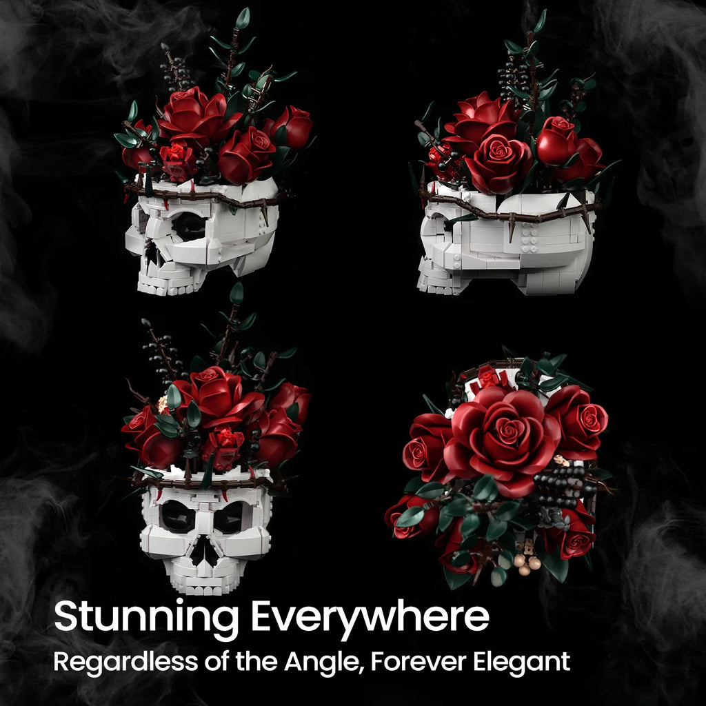 Gothic Skull Roses Bouquet Building Block Set - DIY Flower by Extoril