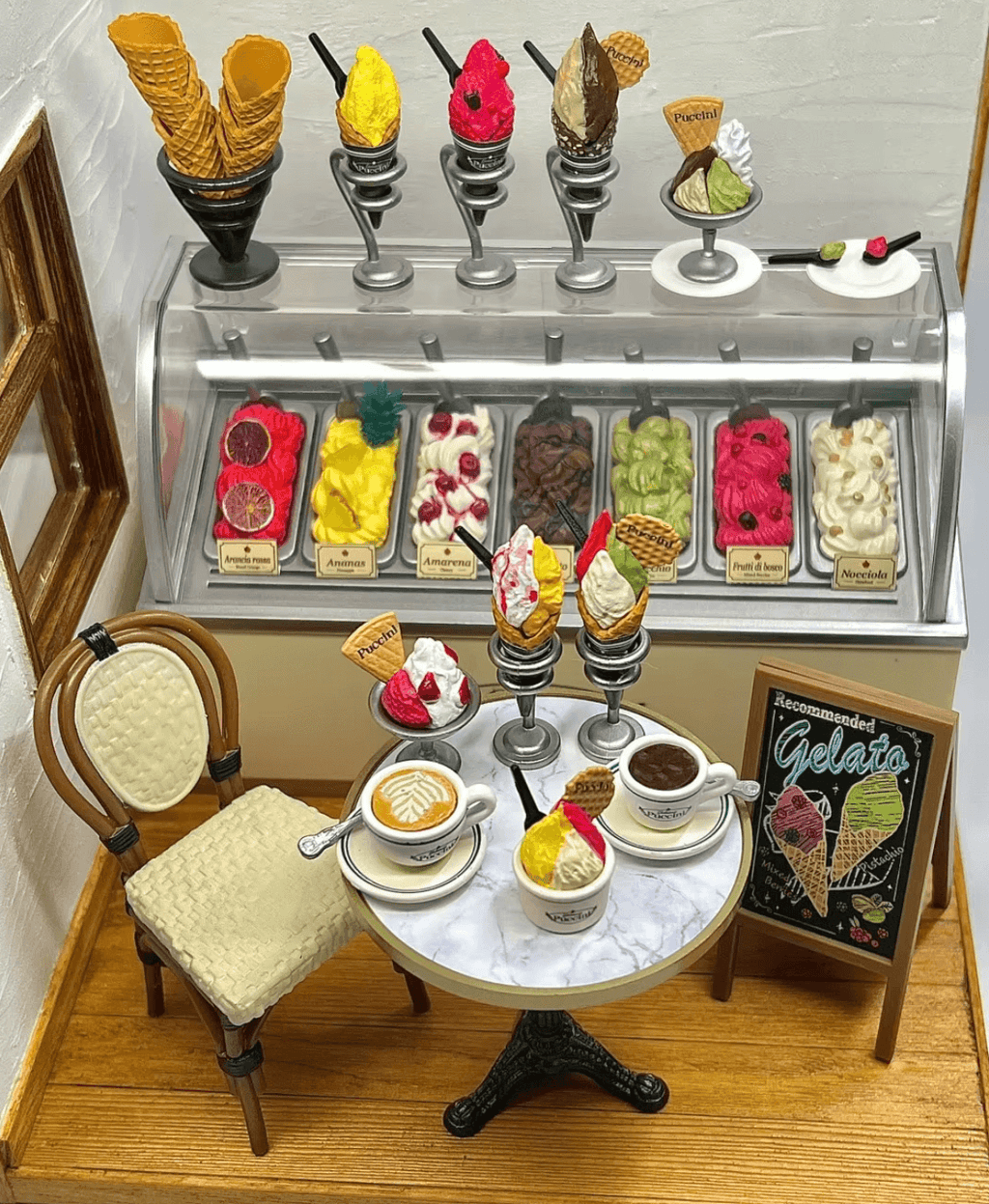 Ice Cream Shop Miniature Dollhouse Set 1:12 - DIY Miniature by Extoril