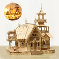 DIY Villa 3D Wooden Model Kit with Light Castle Puzzles Assembly Desk Decoration - 3D Wooden Puzzle by Extoril