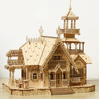 DIY Villa 3D Wooden Model Kit with Light Castle Puzzles Assembly Desk Decoration - 3D Wooden Puzzle by Extoril