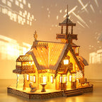 DIY Villa 3D Wooden Model Kit with Light Castle Puzzles Assembly Desk Decoration - 3D Wooden Puzzle by Extoril